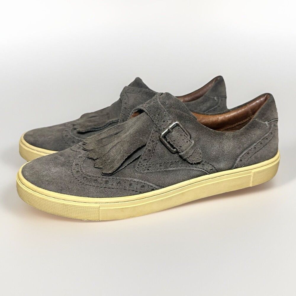 FRYE Women's Gemma Kiltie Smoke Gray Suede Slip On‎ Sneaker Shoes US 7.5